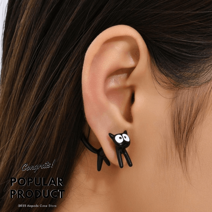 EARRINGS】可愛い 黒猫 クロネコ ピアス – AirpodsCaseStores