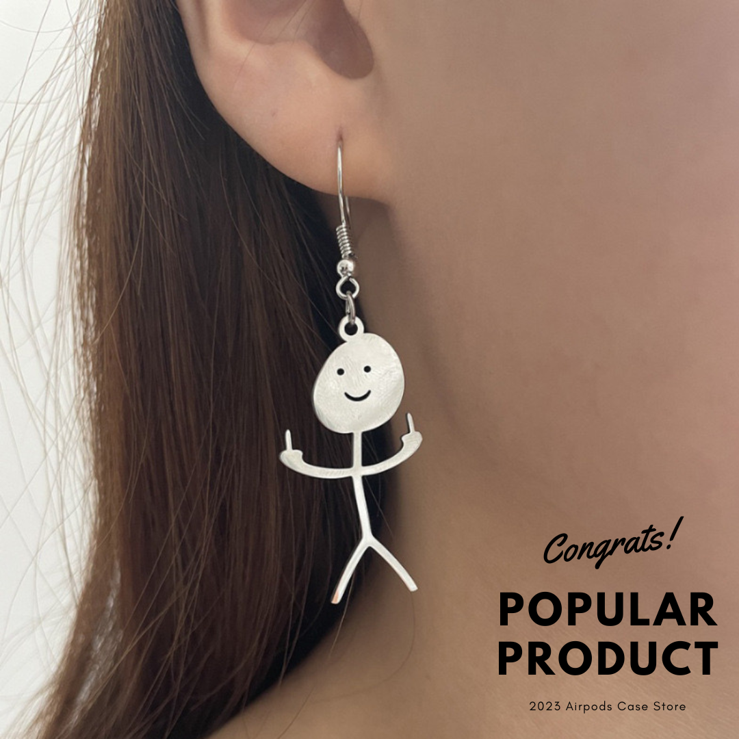 Earrings】面白い スマイル 人 なかゆび フックピアス – AirpodsCaseStores