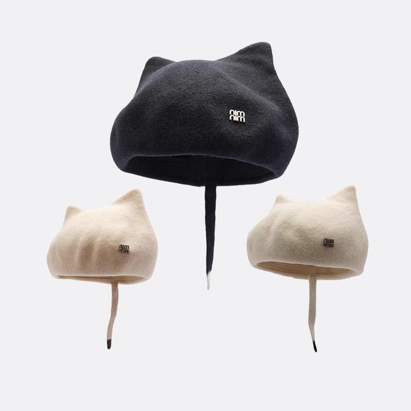 【HAT】ねこ 猫耳 ベレー帽 ウール フエルト