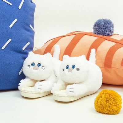 【SHOES】もこもこ ねこ ぬいぐるみスリッパ 室内用スリッパ