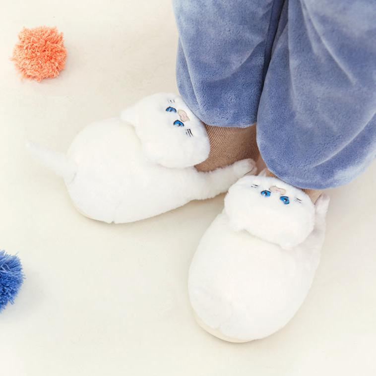 【SHOES】もこもこ ねこ ぬいぐるみスリッパ 室内用スリッパ