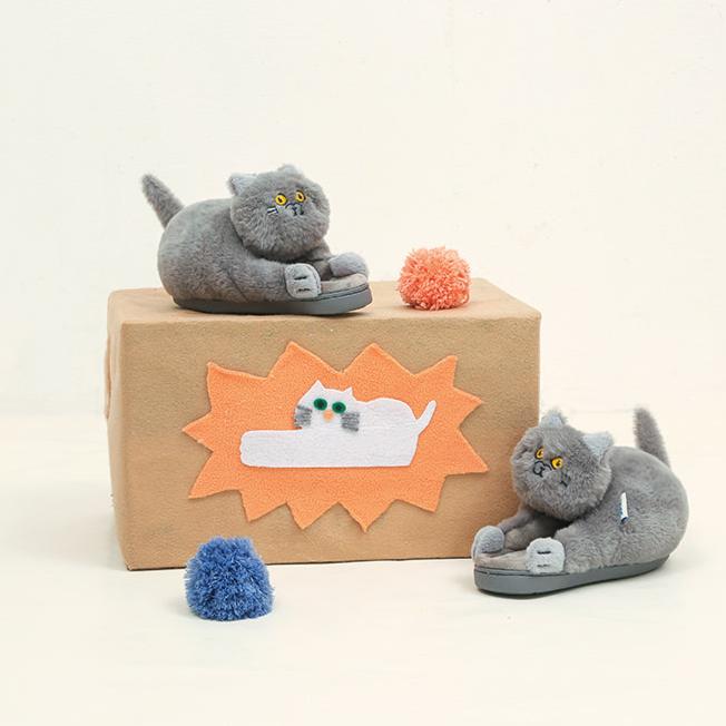 【SHOES】もこもこ ねこ ぬいぐるみスリッパ 室内用スリッパ