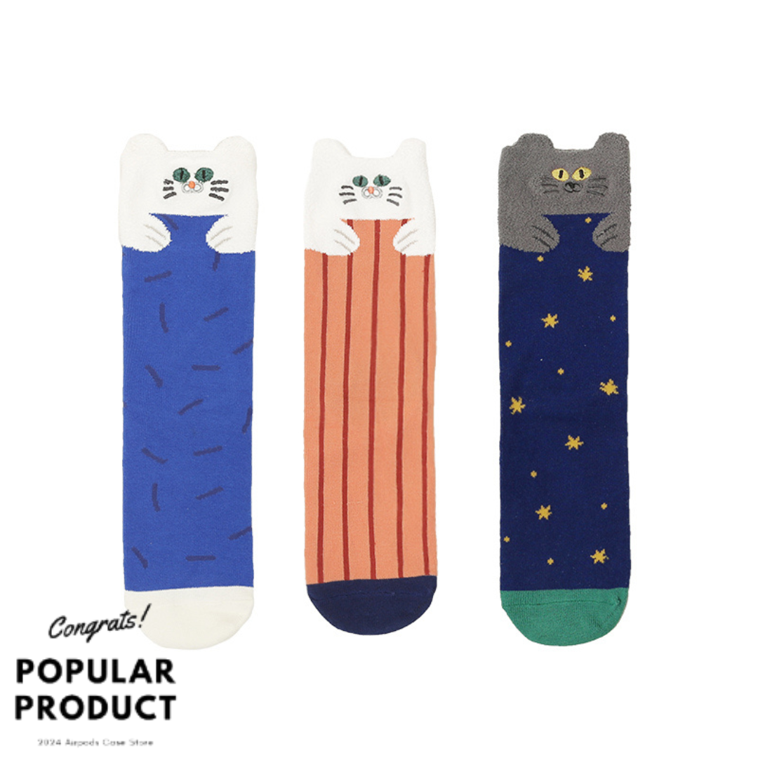 【SOCKS】ねこ 3足セット靴下 ソックス