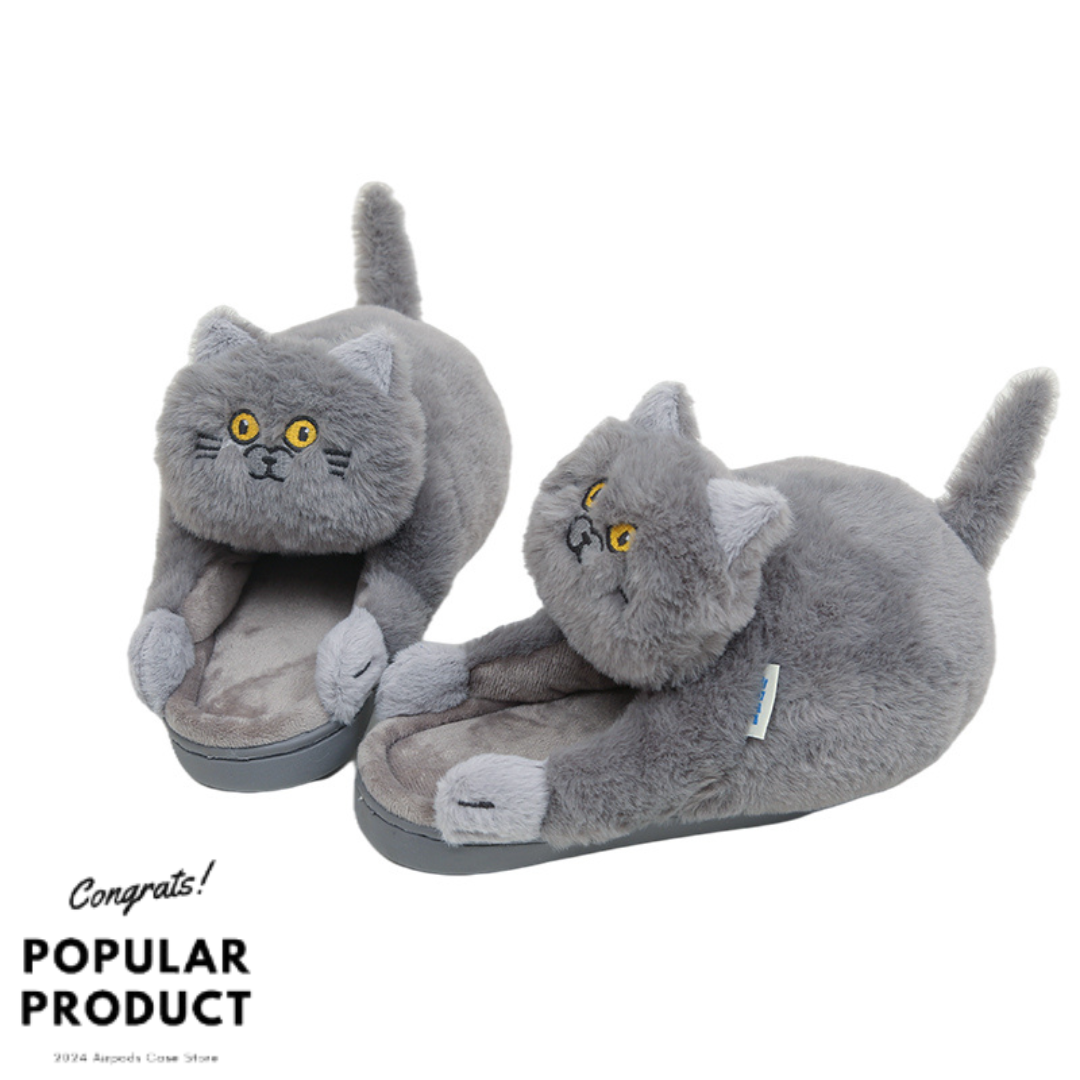 【SHOES】もこもこ ねこ ぬいぐるみスリッパ 室内用スリッパ