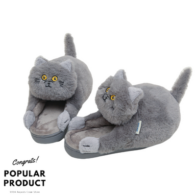 【SHOES】もこもこ ねこ ぬいぐるみスリッパ 室内用スリッパ