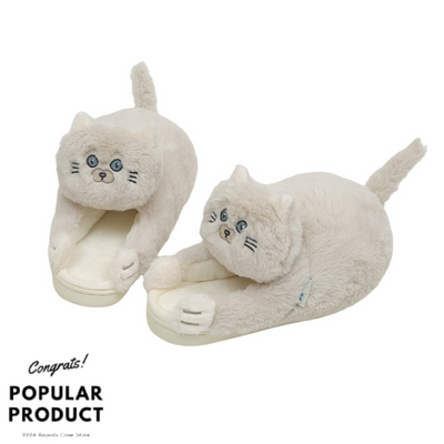 【SHOES】もこもこ ねこ ぬいぐるみスリッパ 室内用スリッパ