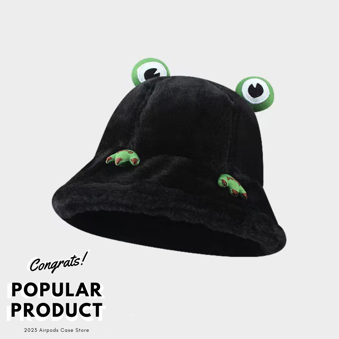 【HAT】蛙 ふわふわ 5色 ボアバケットハット