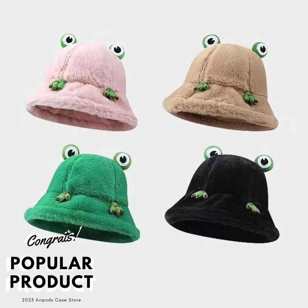 【HAT】蛙 ふわふわ 5色 ボアバケットハット