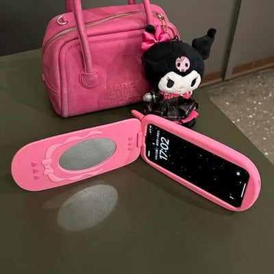 【IPHONE CASE】リボン ミラー 折りたたみ  iPhone ケース