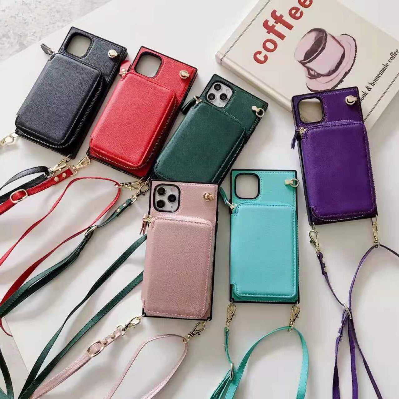 【IPHONE CASE】スマホショルダー カード収納 6色 iPhone ケース