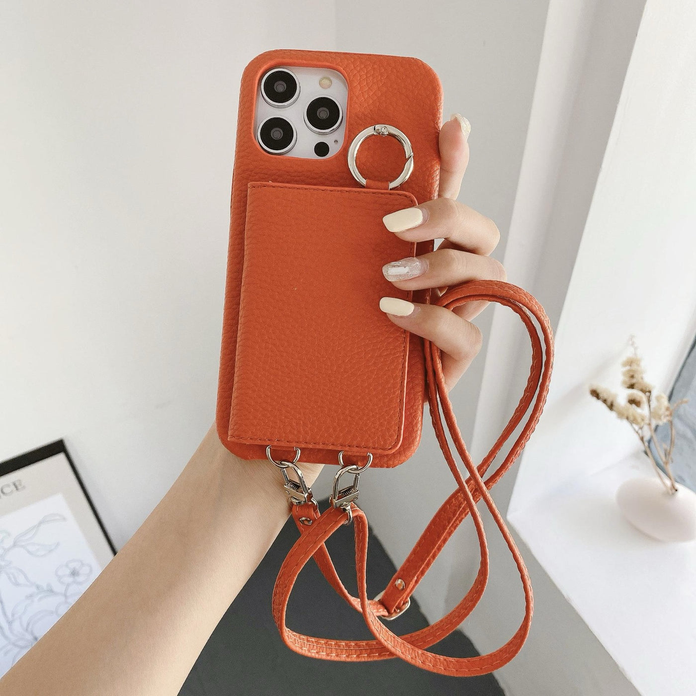 【IPHONE CASE】スマホショルダー 12色 化粧鏡付き iPhone ケース IPHONE 14/15