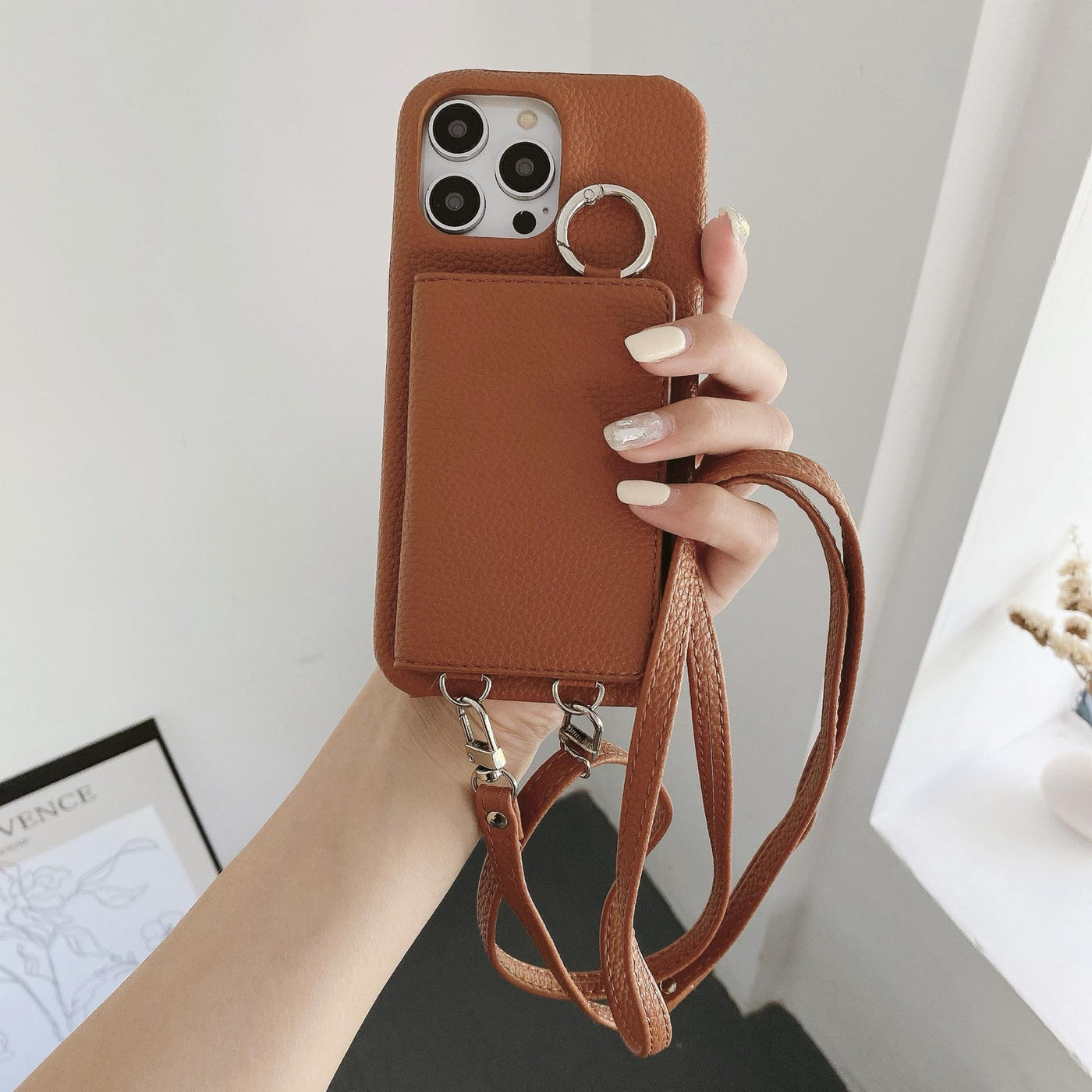 【IPHONE CASE】スマホショルダー 12色 化粧鏡付き iPhone ケース IPHONE 14/15