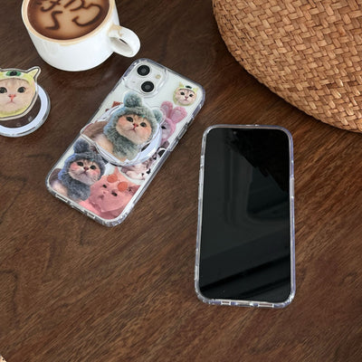【iPhone Case】可愛いねこ スマホスタンド iPHONEケース
