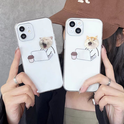 【iPhone Case】可愛い ねこ いぬ アップルパロディ カップル iPhoneケース