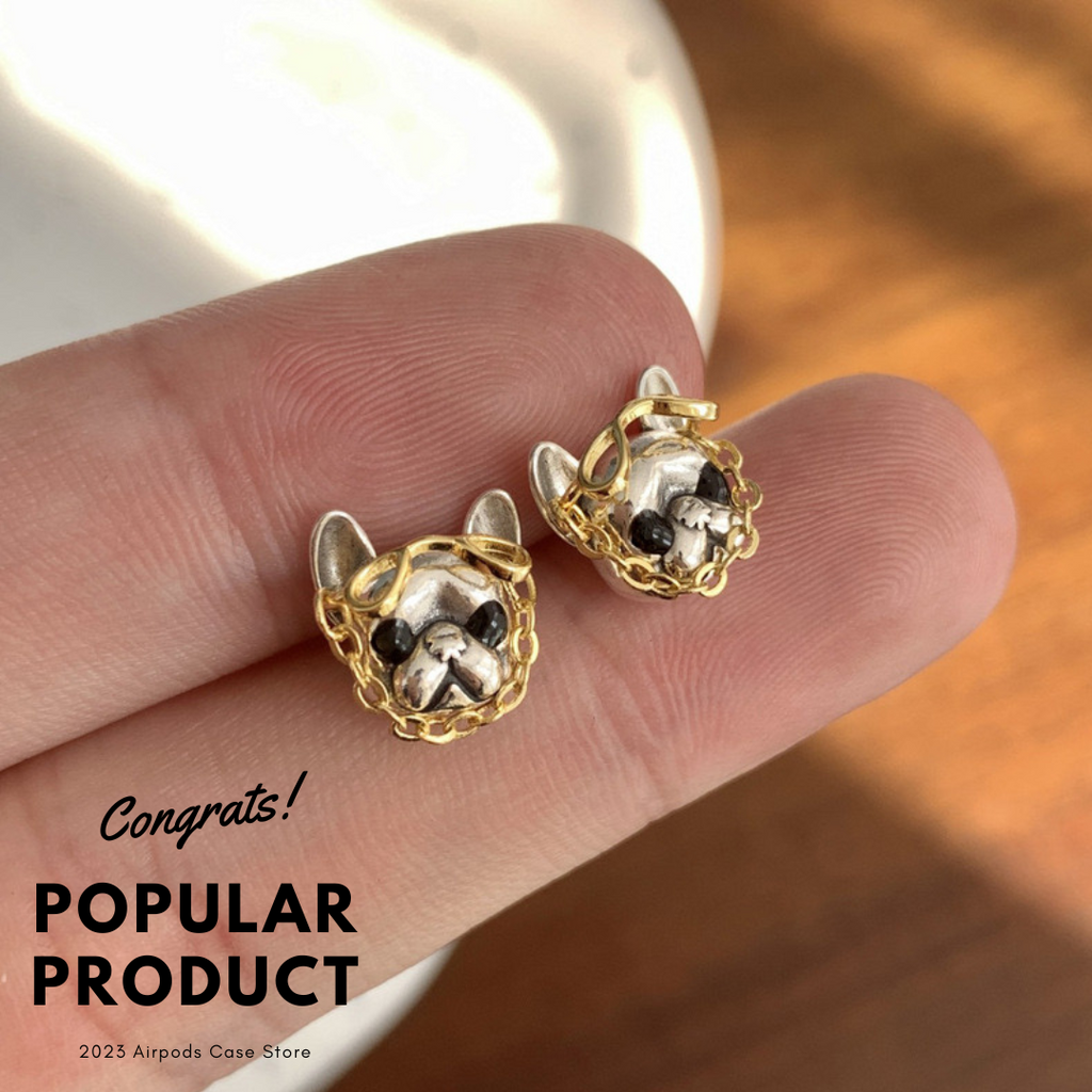 Earrings】可愛い フレンチブルドッグ メガネ 犬 ピアス