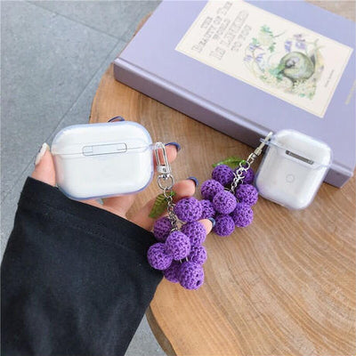【Airpods Case】カワイイ 透明 ブドウAirpods Proケース