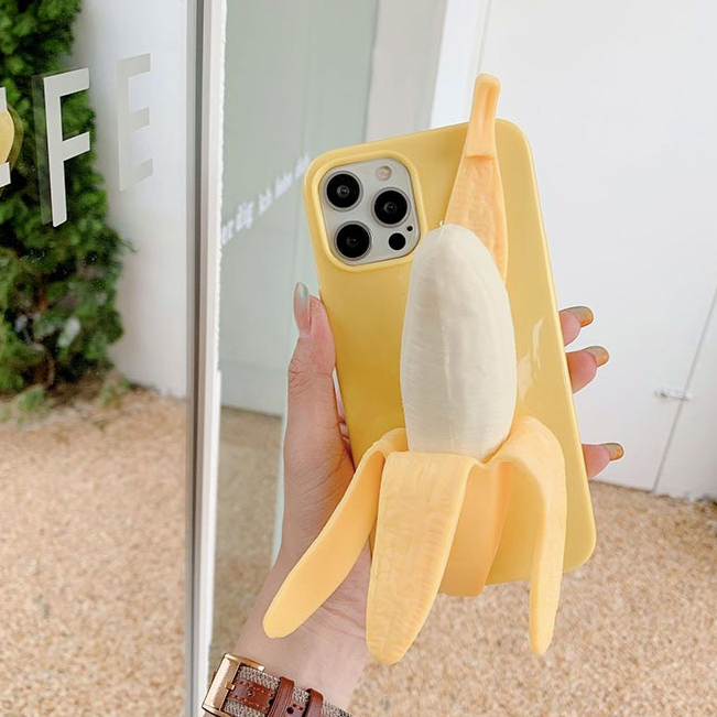 【iPhone Case】本物の立体バナナ リアル スタンド 癒し ストレス解消  滑り止め  iPhoneケース