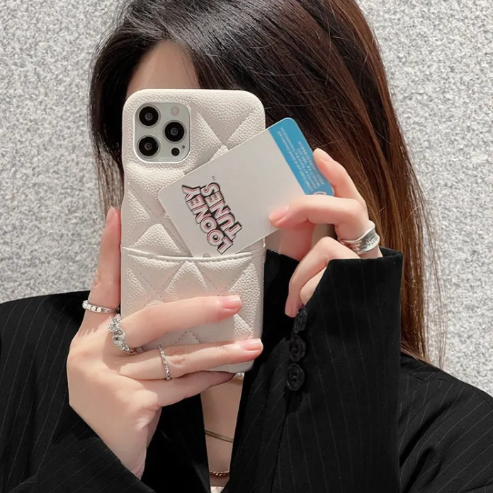 【iPhone Case】韓国 人気 アーガイル柄  ショルダー カード収納 iPhoneケース IPHONE 14