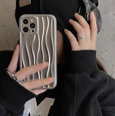 【iPhone Case】韓国 おしゃれ シルバー iPhoneケース IPHONE 14