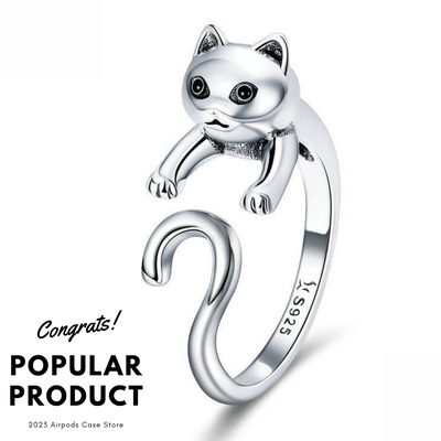 【Rings】可愛いジャンプ猫 シルバーリング