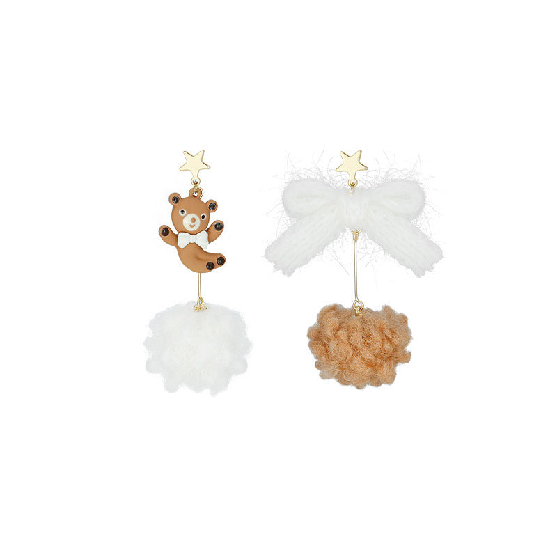 【Earrings】  かわいいモコモコクマちゃんピアス&イヤリング