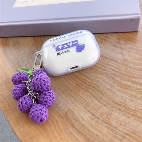 【Airpods Case】カワイイ 透明 ブドウAirpods Proケース