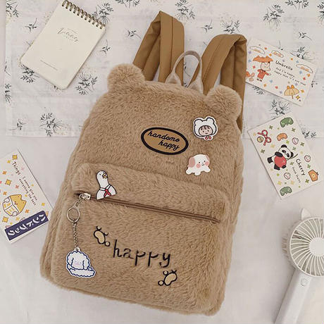 【Cute Bag】冬新作モコモコ刺繍リュック