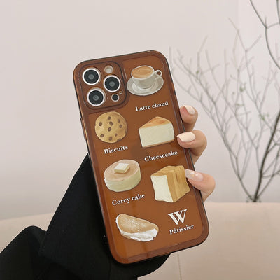 【iPhone Case】ペインティング風・パン柄iPhoneケース