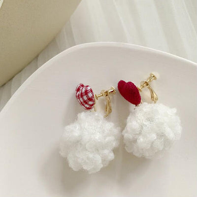 【Earrings】 冬新作モコモコフックピアス&ピアス&イヤリング