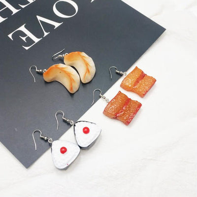 【Earrings】 餃子&チャーシュー&おにぎり フックピアス