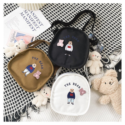 【Cute Bag】カワイイ3色の刺繍ベアーのバッグ