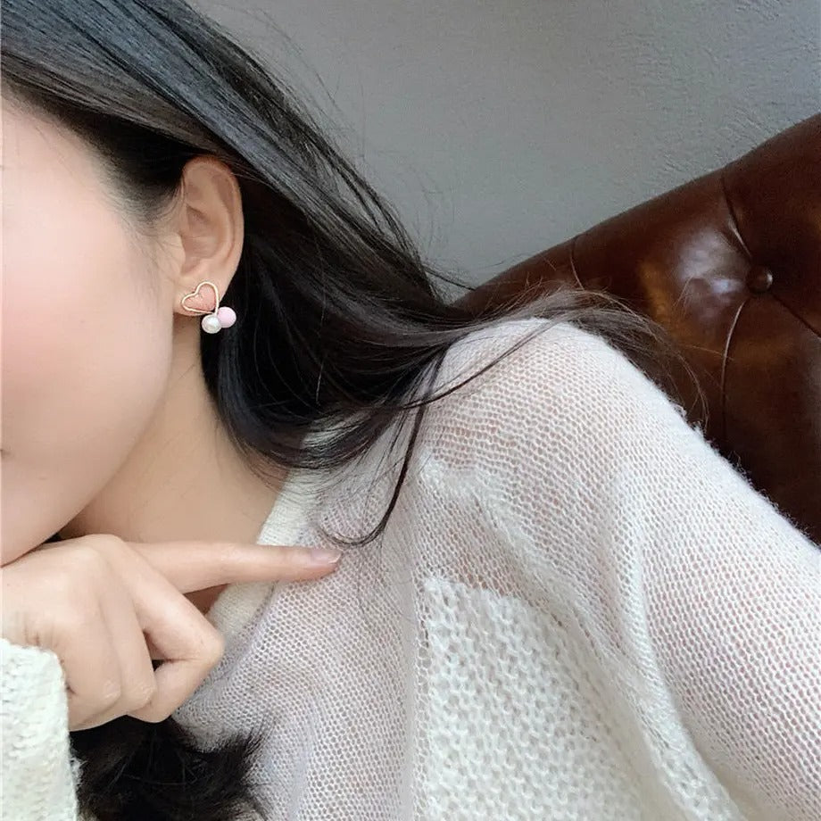 【Earrings】  ピンクハートピアス