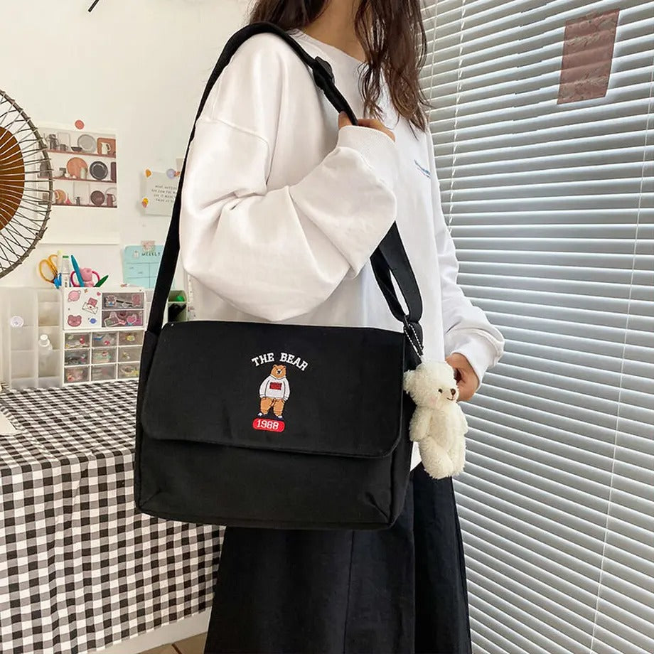 【Cute Bag】 かわいいキャンパスベアバッグ
