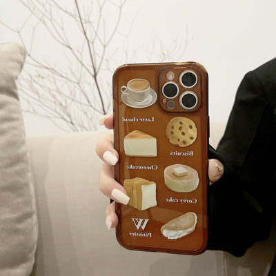 【iPhone Case】ペインティング風・パン柄iPhoneケース