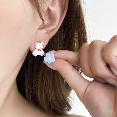 【Earrings】カワイイベア＆花ちゃんのピアス＆イヤリング