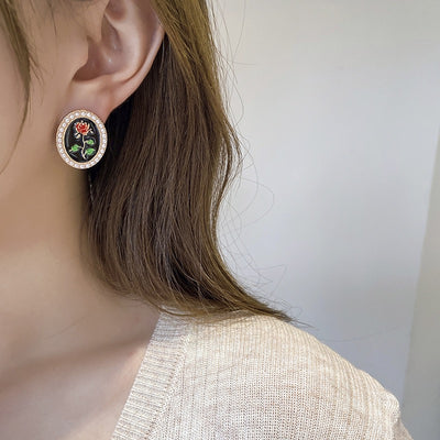 【Earrings】ゴージャスなパール＆バラ柄のピアス＆イヤリング