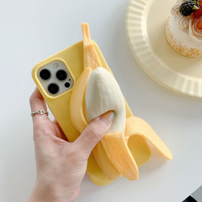 【iPhone Case】本物の立体バナナ リアル スタンド 癒し ストレス解消  滑り止め  iPhoneケース