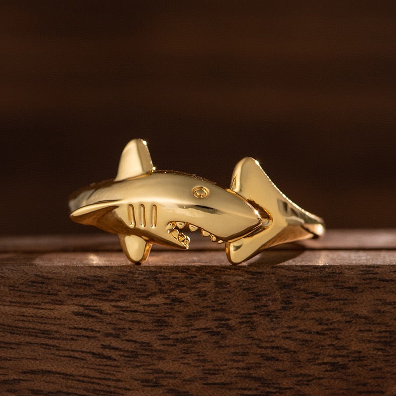 【Rings】人気サメ鮫 3色 ローズ ゴールド シルバーリング