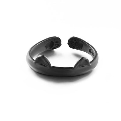 【Rings】可愛い猫耳と手 黒白リング