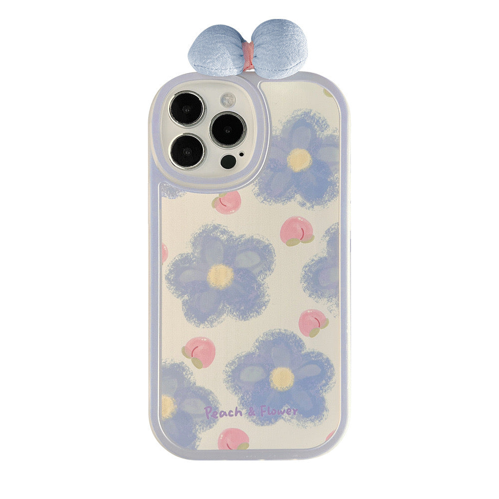 【iPhone Case】可愛い花 もも 桃 リボン  iPhoneケース