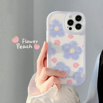 【iPhone Case】可愛い花 もも 桃 リボン  iPhoneケース