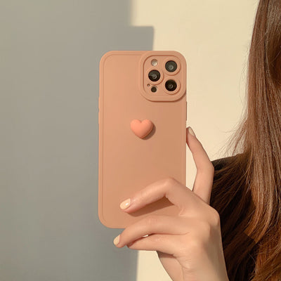 【iPhone Case】シンプルハート 立体  マカロンカラー iPhoneケース