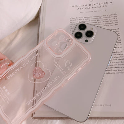 【iPhone Case】ピンクハート 立体 透明感 iPhoneケース