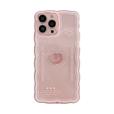 【iPhone Case】ピンクハート 立体 透明感 iPhoneケース