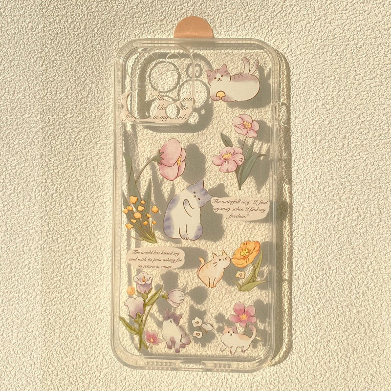 【iPhone Case】可愛い猫ちゃん&花柄　iPhoneケース