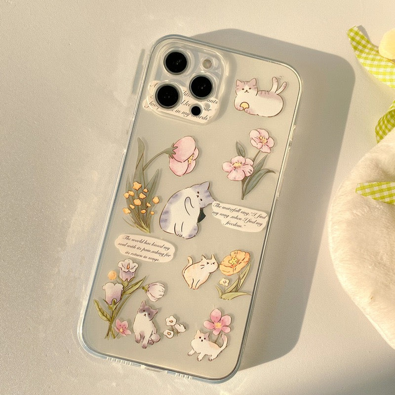 【iPhone Case】可愛い猫ちゃん&花柄　iPhoneケース