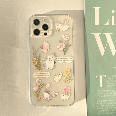 【iPhone Case】可愛い猫ちゃん&花柄　iPhoneケース