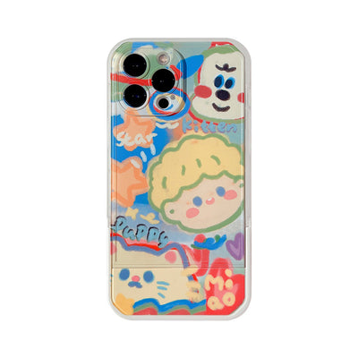 【iPhone Case】カップル   ペア スタンド 落書き漫画 インスタ映え iPhoneケース