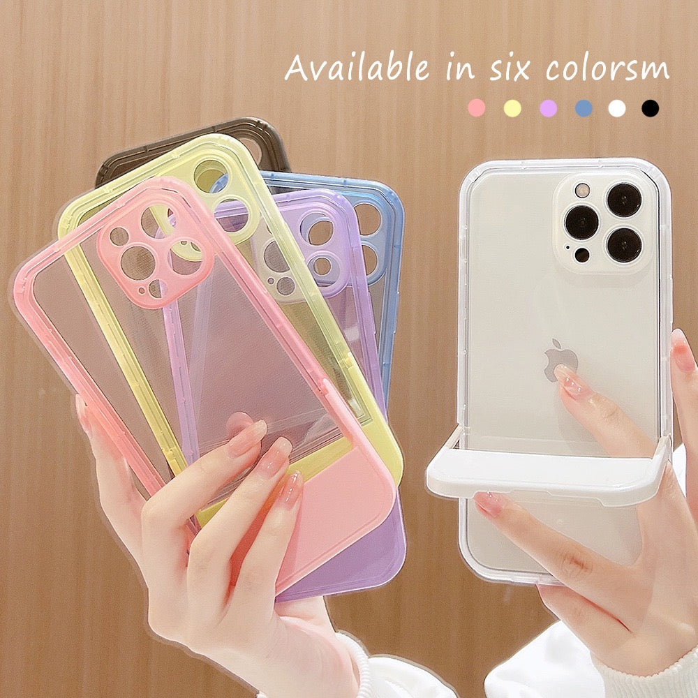 【iPhone Case】可愛い人気 透明クリア ゼリー色 6色 スタンド カラーフル　iPhoneケース