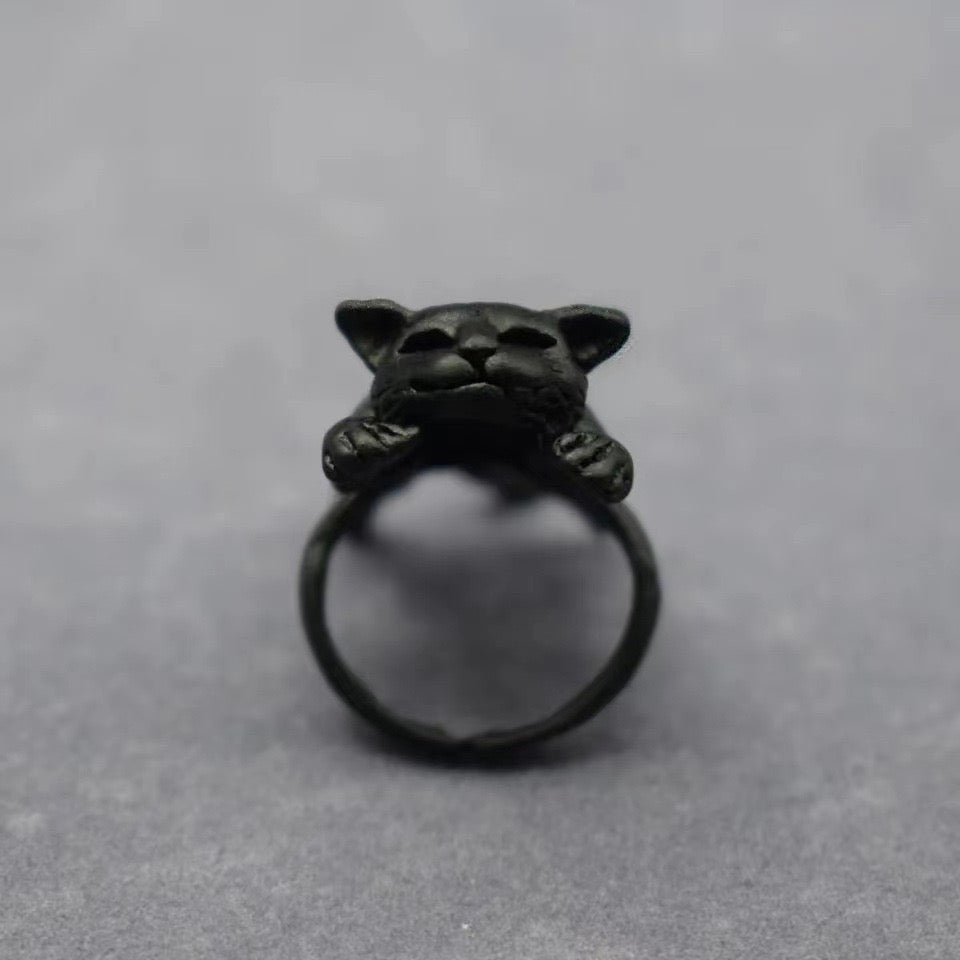 【Rings】可愛い横たわる猫 シルバーリング